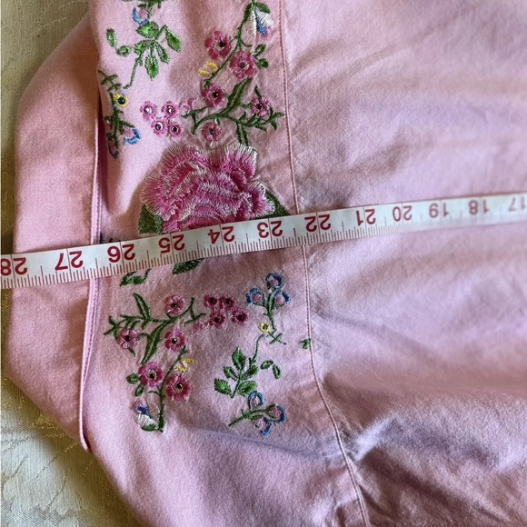 QUACKER FACTORY LS Pink Embroidered Shirt,SM Ladies, Garden Grandmacore Cottage - Picture 7 of 11